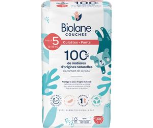 Biolane Couches À Base De Matières D'Origines Naturelles Taille 5 12-18kg Toutes Peaux 40 Pièces
