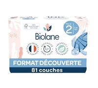BIOLANE - Couches Bébé Taille 2 (3-6kg) - Demi Pack - 81 Couches | Peaux Sensibles, Ultra-Absorbant, Jusqu'à 12h au Sec, Pas de Fuite, Fabriquées en France