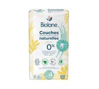Biolane - Couches Naturelles Taille 4 - Ultra-Absorbant, Pas de Fuite - 44 unités