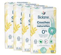 Biolane - Couches Naturelles Taille 4 - Ultra-Absorbant, Pas de Fuite - Lot de 4 x 44 unités
