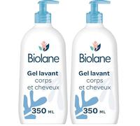 BIOLANE - Gel douche bebe corps et cheveux 2 en 1-350ml - 97% Origine Naturelle - Doux - Peaux Sensible - Fabriqué en France (Lot de 2)