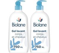 BIOLANE - Gel douche bebe corps et cheveux 2 en 1-750ml - 97% Origine Naturelle - Doux - Peaux Sensibles - Fabriqué en France (Lot de 2)