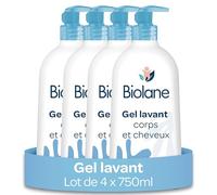 BIOLANE - Gel Lavant Bébé 2 en 1 - Nettoie et nourrit - Lot de 4x750ml