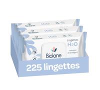 BIOLANE - Lingettes bébé à l'eau - 225 Lingettes - Lot de 3x75 - Nettoyage doux et efficace - Dès la naissance - Qualité Française