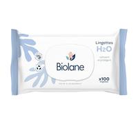 BIOLANE - Lingettes bébé à l'eau - Paquet de 100 Lingettes - Format conçu pour durer - Nettoyage doux et efficace - Dès la naissance - 99% d'origine naturelle