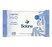 BIOLANE - Lingettes bébé à l'eau x10 - Nettoyage doux et efficace - Dès la naissance - Qualité Française