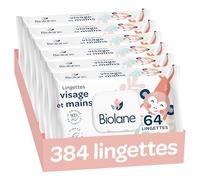 BIOLANE - Lingettes Bébé Visage et Mains - 384 lingettes - Lot de 6x64
