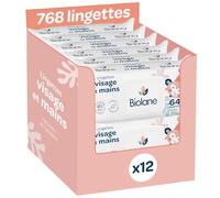 BIOLANE - Lingettes Bébé Visage et Mains - 768 lingettes - Lot de 12x64