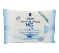 Biolane Lingettes épaisses H2O à l'hydra-bléïne - Le paquet de 10 G
