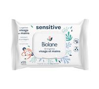 Biolane Lingettes Sensibles Visage et Mains, 55 lingettes