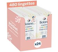 BIOLANE - Lingettes Visage et Mains Pocket - 480 lingettes - Lot de 24x10