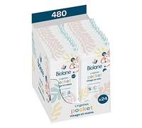 BIOLANE - Lot de 24 paquets lingettes visage et mains pocket - Nettoie et protège - 480 Lingettes nettoyantes (24x20) - Peaux Sensibles - 97 % d'ingrédients naturels
