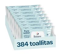 Biolane Lot de 384 lingettes pour bébé (8 packs de 48 unités), 99% d'eau purifiée, 4 ingrédients seulement, sans parfum, peau sensible, nouveau-né, fibres 100% végétales, sans plastique