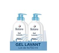 BIOLANE - Lot de 4 Gels Corps Et Cheveux 2 en 1 - Nouveau Packaging - Gel Lavant - 750ml - 97% Origine Naturelle - Doux - Peaux Sensibles - Cheveux Fins - Bébé - Fabriqué en France