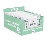 BIOLANE - Papier Toilette Humide - 270 feuilles dissolvables - Lot de 5x54