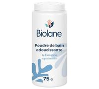 BIOLANE - Poudre de bain adoucissante - Bain bebe - Protège et Apaise - 100% d'Origine Naturelle - 75g - Dès la naissance - Fabriqué en France