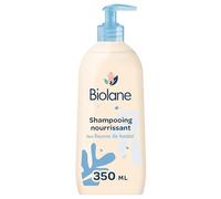 BIOLANE - Shampooing nourrissant bébé- Hydrate et Assouplit les cheveux - Cheveux secs et bouclés - 96% d'ingrédients s'origine naturelle - Démêle efficacement - 350ml - Fabriqué en France
