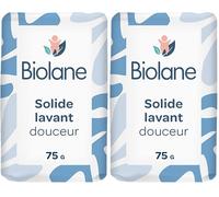 BIOLANE - Solide Lavant Douceur - Bain Bébé - 95% d'Origine Naturelle -75g - Corps et Cheveux - Sans savon - Fabriqué en France (Lot de 2)