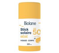 BIOLANE - Stick Solaire Bébé SPF 50 - Protection Visage et Corps - Haute Protection Contre UVA et UVB - Peaux Sensibles - Résistant à l'eau - Texture invisible