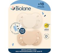 BIOLANE - Tétines Anatomiques 18 Mois+ - Sucettes Beige & Marron | Téterelle extra-fines, plate et réversible, Confort optimal, Respect du développement bucco-dentaire, Recommandés par UFSBD