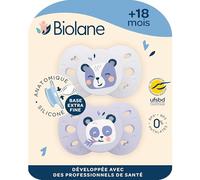 BIOLANE - Tétines anatomiques animaux - Sucettes extra-fines - 18 mois et + - Lilas bicolore - Téterelle plate et réversible- Confort optimal- Respect du développement bucco-dentaire