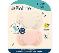 BIOLANE - Tétines anatomiques - Sucettes extra-fines - 6 à 18 mois - Rose et beige - Téterelle plate et réversible- Confort optimal- Respect du développement bucco-dentaire