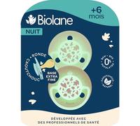 BIOLANE - Tétines Rondes Nuit 6 Mois+ - Sucettes extra-fines - Rose & Beige