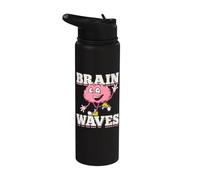 Biologie Ondes cérébrales Jeu de mots drôle Évolution humaine Théorie Science Stainless Steel Insulated Water Bottle