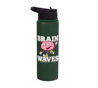 Biologie Ondes cérébrales Jeu de mots drôle Évolution humaine Théorie Science Stainless Steel Insulated Water Bottle