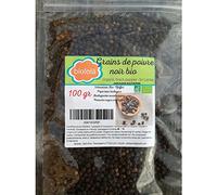 Biololä Grains de poivre noir Bio 100 gr, assaisonnez, épicez vos plats, en sachet zip refermable - Tout type de cuisine - Convient pour moulins à poivre - Origine Sri Lanka - qualité premium.