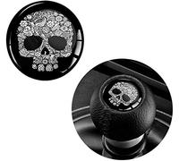 Biomar Labs 1 x 3D Silicone Autocollant du pommeau du Levier Changement de Vitesse Universel Fleur Crâne Skull Diamètre 30mm S 67