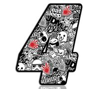 Biomar Labs® 1 x PVC Autocollant DC Sticker Bomb Bombsticker Départ Numéro 4 Course Racing Voiture Auto Motocross Motorsport Tuning N 344