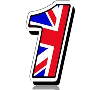 Biomar Labs® 1 x PVC Autocollant Drapeau National UK Royaume-Uni Union Jack l'Angleterre Sticker Départ Numéro 1 Course Racing Auto Motocross Motorsport Tuning N 291