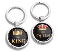 Biomar Labs® 2 Pièces Porte-clés 3D en Métal Couronne The King & The Queen, Cadeau pour Homme et Femme KK 251