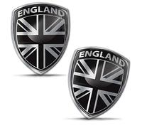 Biomar Labs® 2 x 3D Flexibles Autocollant Badge Stickers Drapeau National Royaume-Uni UK GB Britannique Union Jack Noir Argent Emblème Voiture Auto Moto F 151