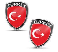Biomar Labs® 2 x 3D Flexibles Autocollant Badge Stickers Drapeau National Turkey Turquie Turc Emblème Voiture Auto Moto F 113