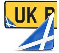 Biomar Labs® 2 x 3D Flexibles Autocollant de Plaque Immatriculation Personnalisable Badge Drapeau Ecosse Emblème Voiture Auto Moto Casque Tuning F 136