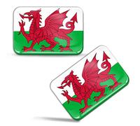Biomar Labs® 2 x 3D Flexibles Autocollant Stickers Drapeau du Pays de Galles avec Dragon Gallois Royaume-Uni UK F 94