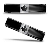 Biomar Labs® 2 x 3D Flexibles Autocollant Stickers Drapeau National Canada Canadien Feuille D'érable Emblème Noir Argent Voiture Auto Moto F 134