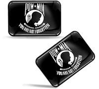 Biomar Labs® 2 x 3D Flexibles Autocollant Stickers États Unis Pow Mia Not Forgotten Drapeau Remember Américaine USA Flag America Adhésif pour Décoration Car Voiture Fenêtre Auto Moto Tuning F 116