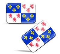 Biomar Labs® 2 x 3D Flexibles Autocollant Stickers France Drapeau Picardie Flag Région Française Province Picarde Adhésif Décoration Voiture Fenêtre Porte Auto Moto Tuning