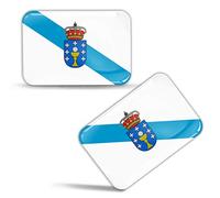 Biomar Labs® 2 x 3D Flexibles Autocollant Stickers Galicien Drapeau Galice Espagne Flag Galicia Espagnol Adhésif pour Décoration Voiture Fenêtre Porte Auto Moto Tuning F 85