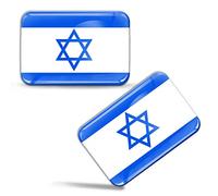 Biomar Labs® 2 x 3D Flexibles Autocollant Stickers National Israelien Drapeau d'Israël Étoile Juive de David Israel Flag Adhésif pour Décoration Voiture Fenêtre Porte Auto Moto Tuning F 78