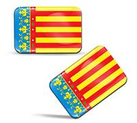 Biomar Labs® 2 x 3D Flexibles Autocollant Stickers Valence Drapeau Valencien Espagne Flag Valencia Espagnol Adhésif Pour Décoration Voiture Fenêtre Porte Auto Moto Tuning F 89