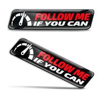 Biomar Labs 2 x 3D Gel Autocollants Silicone Badge Embleme Voiture Moto Casque Vélo Fenêtre Téléphone Noir Rouge Blanc suis-Moi si tu Peux Follow Me If You Can KS 131
