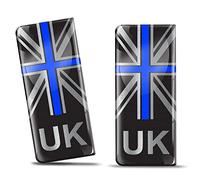 Biomar Labs® 2 x Autocollants Plaque D'Immatriculation UK Royaume-Uni Grande-Bretagne Drapeau National Auto Moto Voiture Identifiant QS 7
