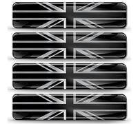Biomar Labs® 4 x 3D Flexibles Autocollant Stickers Drapeau Britanique Royaume-Uni GB UK Union Jack Argent Flag Adhésif pour Décoration Car Voiture Auto Moto Tuning F 127