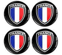 Biomar Labs 4 x 45mm Autocollant 3D Silicone pour Cache-Moyeu Enjoliveurs Centre de Roue Caches Emblème Drapeau français de la France A 8945