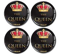 Biomar Labs® 4 x 55mm Autocollant 3D en Silicone pour Cache-Moyeu, Enjoliveurs, Centre de Roue Caches Emblème The Queen A 4955
