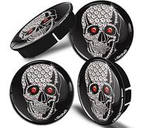 Biomar Labs® 4 x 60mm 3D Enjoliveurs Cache-moyeu pour Jante Moyeu de Roue Centre Hub Caps Tête de Mort Skull Diamants C 74 Z